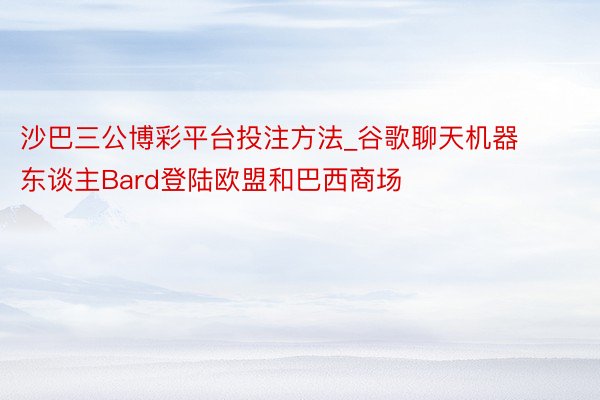 沙巴三公博彩平台投注方法_谷歌聊天机器东谈主Bard登陆欧盟和巴西商场
