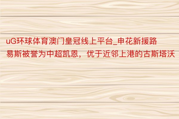 uG环球体育澳门皇冠线上平台_申花新援路易斯被誉为中超凯恩，优于近邻上港的古斯塔沃
