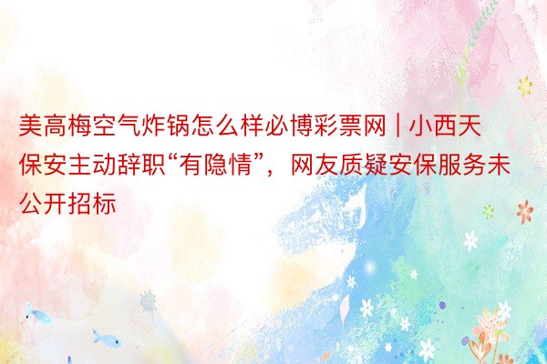 美高梅空气炸锅怎么样必博彩票网 | 小西天保安主动辞职“有隐情”，网友质疑安保服务未公开招标