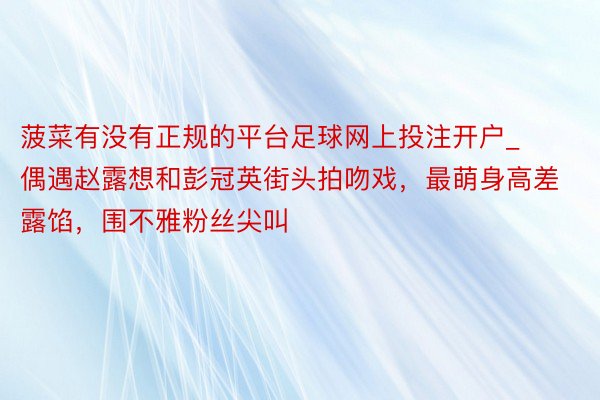 菠菜有没有正规的平台足球网上投注开户_偶遇赵露想和彭冠英街头拍吻戏，最萌身高差露馅，围不雅粉丝尖叫