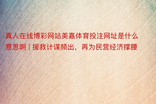 真人在线博彩网站美嘉体育投注网址是什么意思啊 | 援救计谋频出，再为民营经济撑腰